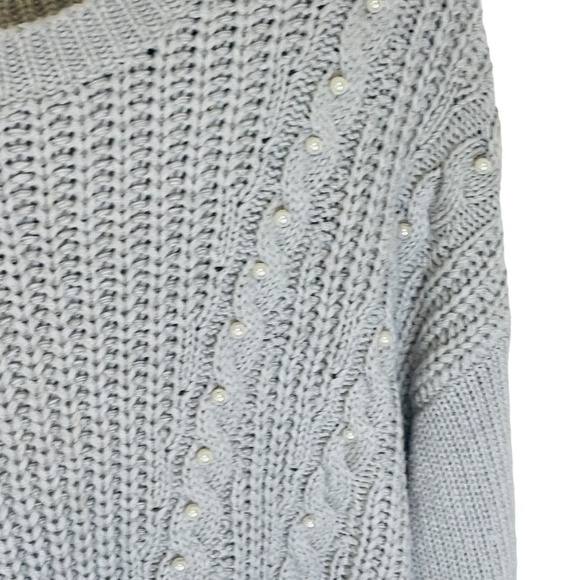 LILY Morgan Light Grey Minimalism Pearl Detail Grandma Core Sweater SZ XL - Picture 8 of 11